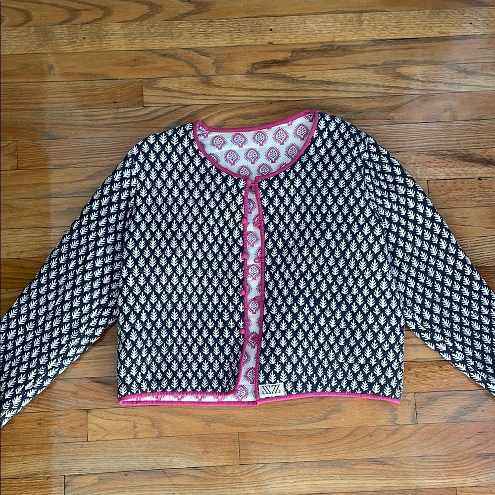 1990s Quilted Black and White Patterned Jacket
